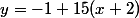 y= -1+15(x+2)